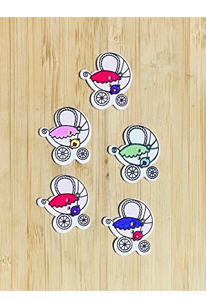 Kartopu Decorative Painted Phaeton Wooden Button 29 X 26 Mm. 5-Pack. Mix. V2.