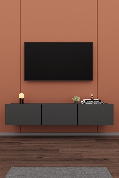 asratrend Modern Duvara Monte TV Ünitesi %100 MDF Kapaklı Televizyon Sehpası ...