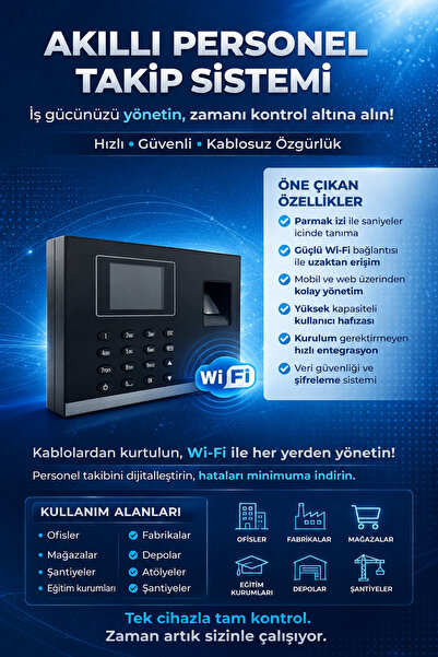 LinaS Kablosuz Kartlı Parmak izi Şifreli Personel Takip Cihazı-maaş Programı-...