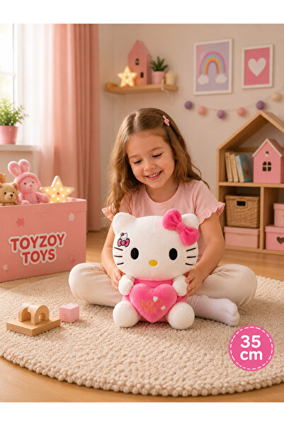 Toyzoy Toys Hello Kitty Peluş Oyuncak 35 cm – Sevimli, Yumuşak & Çocuk Hediyesi