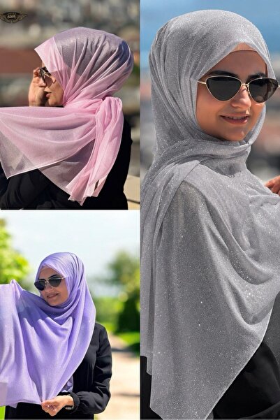 ALDAIYR 3 Pieces of Glittery Chiffon Shawl