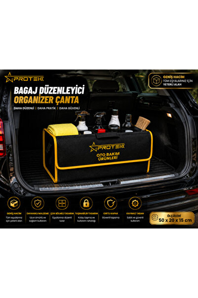 PROTEK Araç Bagaj Düzenleyici Organizer Çanta (Bagaj Çantası) 50x20x15cm