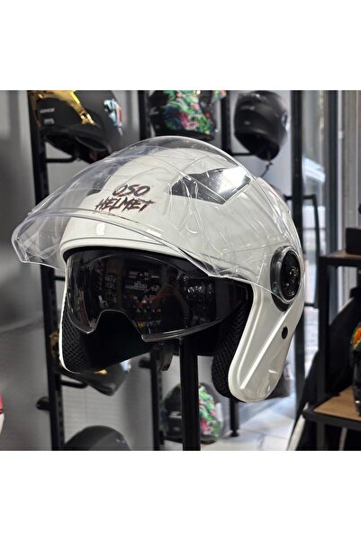 Oso Polar BEYAZ YARIM KASK(GÜNEŞ VİZÖRLÜ)