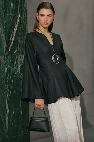 Manuka 100% Linen Volume Tunic Black