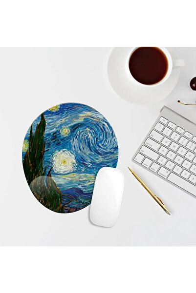 Özer Store Van Gogh Starry Night Οβάλ Ποντίκι με Στήριγμα Καρπού