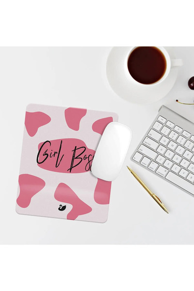 Özer Store Pembe Leopar Girl Boss Yazılı Bilek Destekli Dikdörtgen Mouse Pad ...