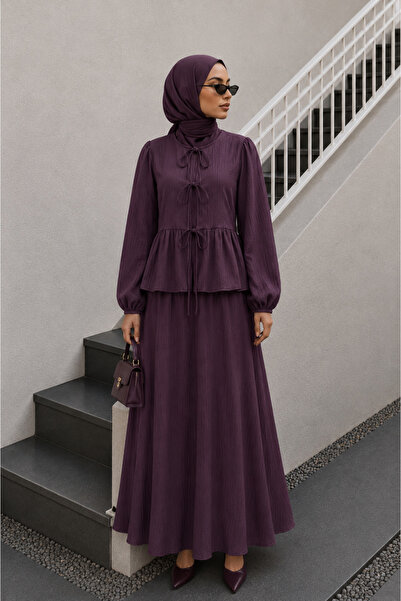 bellura Önü Bağlamalı Kolu Lastikli Krinkıl Kimono Takım