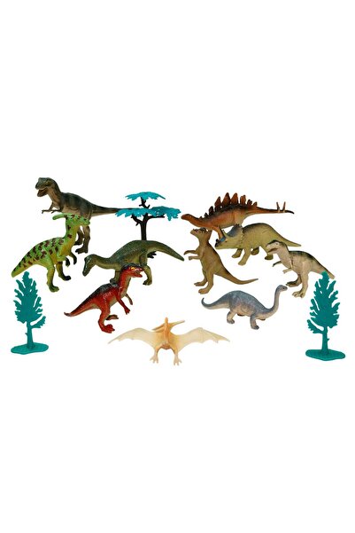 Vardem Oyuncak Hayvan Seti 13 Parça Dinozor Seti Özel Kovasında