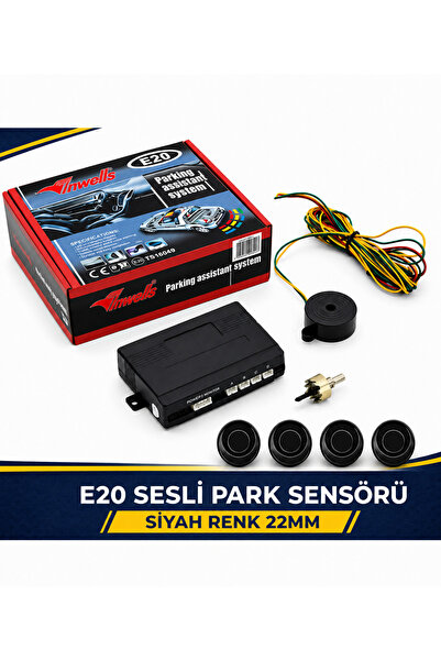 Inwells 22mm Sesli Park Sensörü 4 Lü Siyah Geri Vites Park Destek Sistemi Ara...