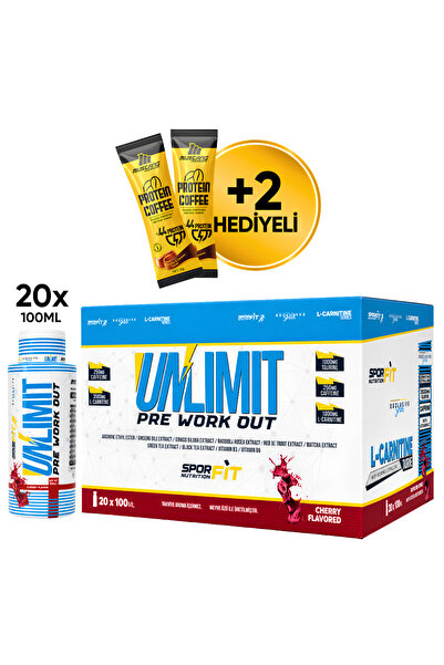 Sporfit Nutrition Unlimit Pre-Workout Amino Asit Tozu 20x100 ML Shot Vişne Ar...