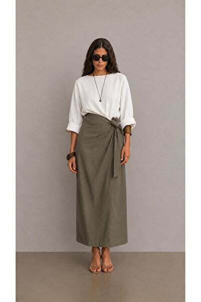 Woven Fabric Side Tie Skirt