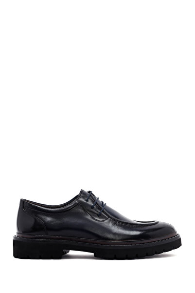 Derimod Men's Navy Blue Lace-Up Thick Soled Leather Casual Shoes 25Wfd695218