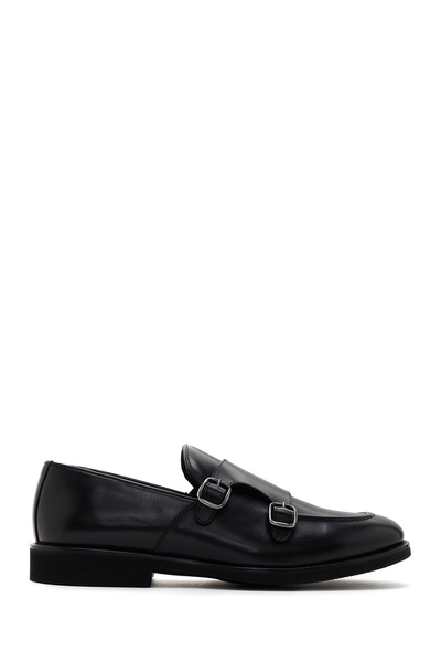 Derimod Men's Black Double Buckle Leather Casual Loafer 26Sfd740218