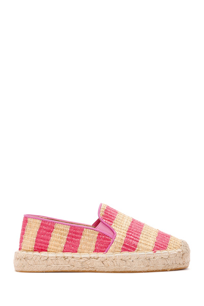 Derimod Women's Pink Straw Espadrille 24Sfd4438M7