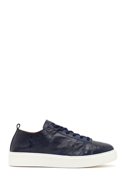 Derimod Erkek Lacivert Bağcıklı Kalın Tabanlı Baskılı Deri Sneaker 26SFD688326