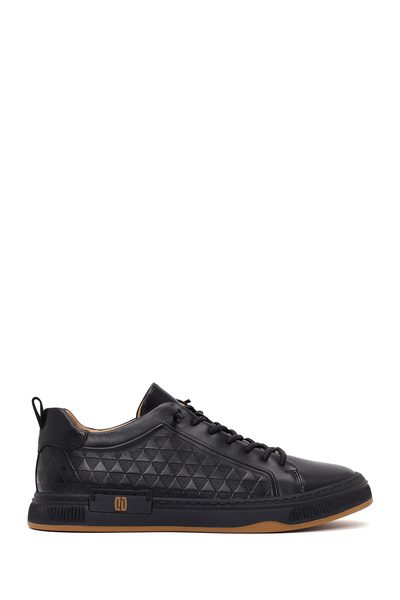 Derimod Erkek Siyah Bağcıklı Baskılı Deri Sneaker 26SFD698618