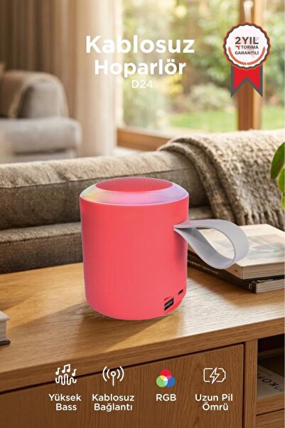 Torima Bluetooth Hoparlör SD USB Destekli Taşınabilir Speaker D24 Kırmızı