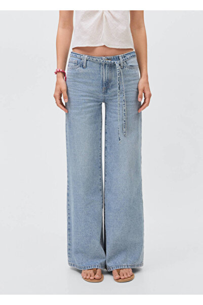 Mango Teen Bağ detaylı wideleg jean pantolon