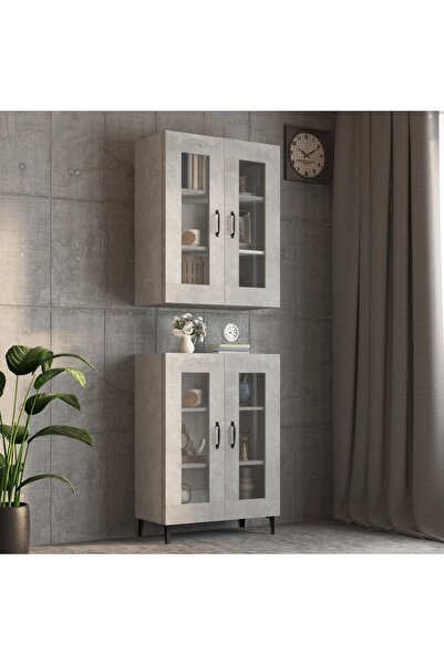 Concept Dulap de perete suspendat, gri beton, 69,5x34x90 cm