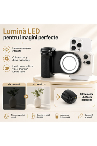 Onlinecom Storetail Offers Inel Magnetic pentru telefon cu Lumină LED și Blue...