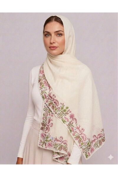 Veil Designer Off-White Royal Night Magic Embroidery Three-Tip Fabric Japanes...