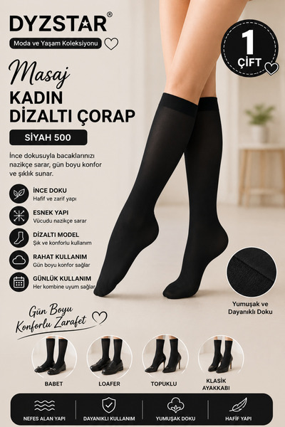 DYZSTAR Massage Women's Knee High Socks Black 500 - Comfortable Fit for Daily...