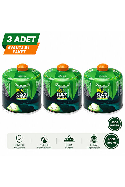 Orcamp 450 Gram Vidalı Gaz Kartuşu 3 Adet