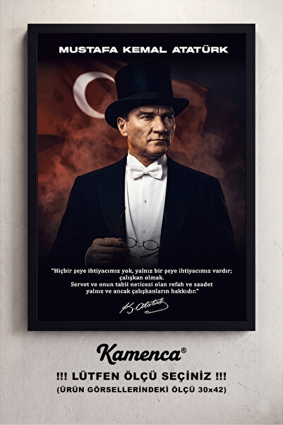 Kamenca Mustafa Kemal Atatürk Tablo - Türk Bayrağı Tasarımlı Atatürk Sözü Duv...