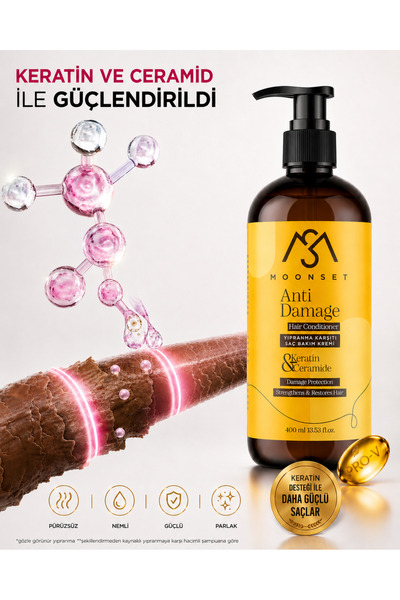 moonset Yıpranma Karşıtı Saç Bakım Kremi – Kolajen + Keratin Destekli Onarıcı & Nemlendirici Krem (400 ml)