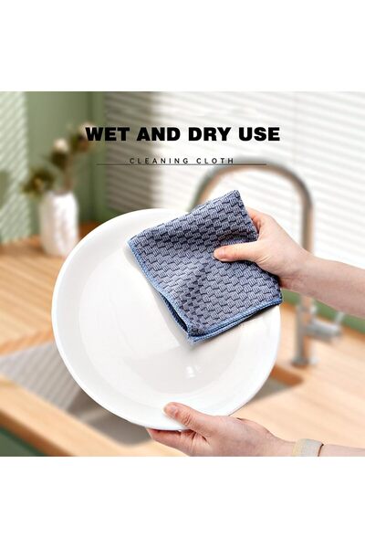 Arabest 6 Pack Microfiber Cleaning Cloth,Staggered Grain Household Kitchen Absorbent Rag,Thickened Cleaning Towels with 3 Color Assorted for Table Cleaning,Dishwashing