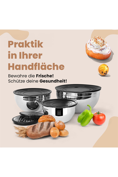 Serenk Schüssel Set mit Deckel, 9-Teilig Edelstahl Salatschüsseln, Luftdicht,...