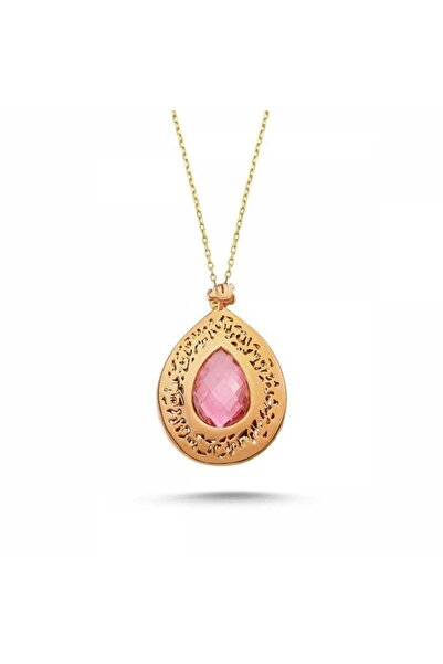 Sembol Gold Altın TESİR Kolye Pembe Kuvars Taşlı