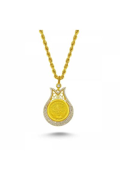 Sembol Gold Altın Osmanlı Tugralı Taşlı Kolye Lale Model