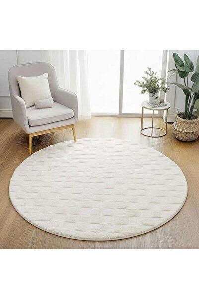 PAN HOME Fontana Soft Touch Shaggy Rug Dia 120cm - Ivory