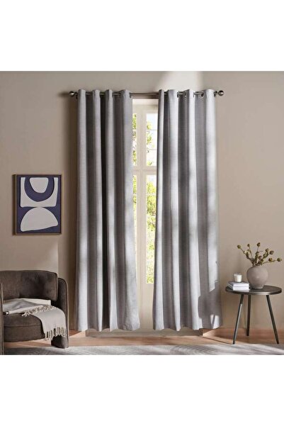 PAN HOME Halsey Artsilk Slub Blackout 2 Piece Curtain Set 135X240cm - Grey