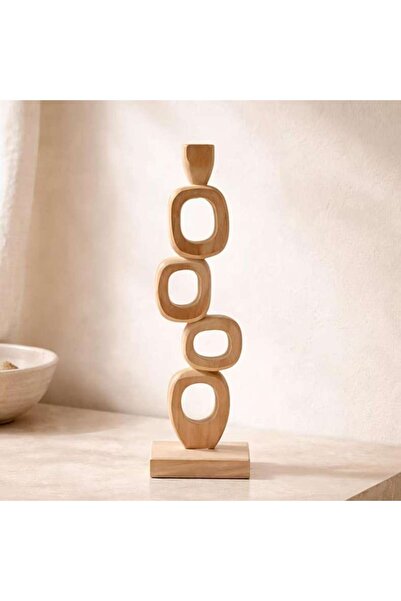 PAN HOME Fia Teakwood Abstract Decor Accent 10x10x36cm - Natural