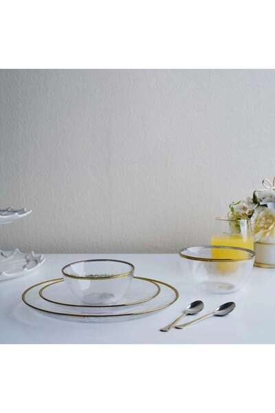 PAN HOME Demetra Gold Rim Charger Plate Dia21cm - Clear