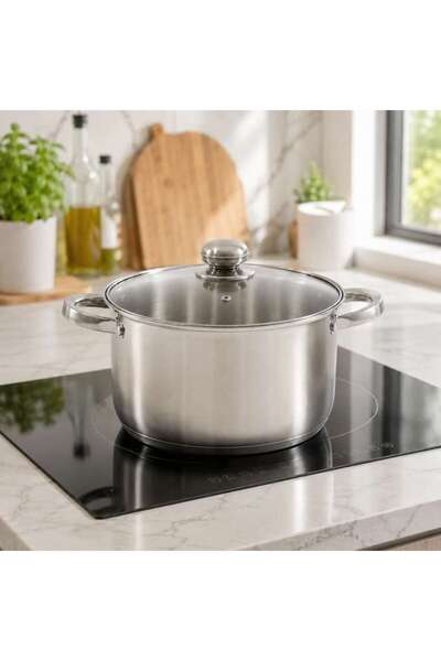 PAN HOME قدر طهي أمارا مع غطاء قطر 28 سم - كروم
