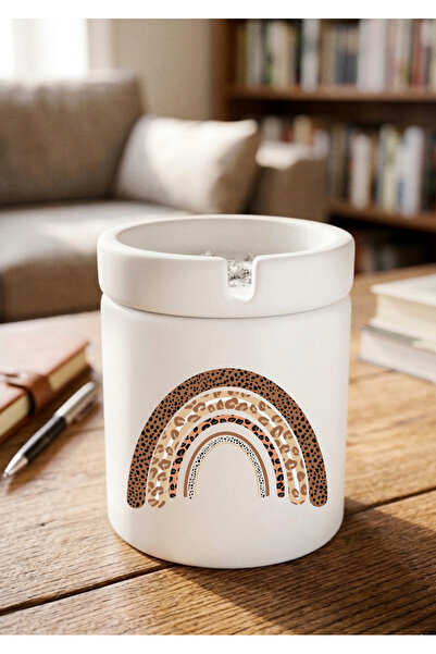 Eylül Design Boho Leopard Design Printed Ceramic Ashtray Odorless Ash Tray