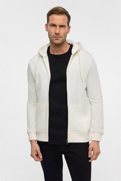SÜVARİ Beyaz Regular Düz Bisiklet Yaka Sweatshirt