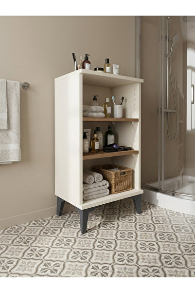 Dienni Arges Komodin 2 Raflı Çok Amaçlı Banyo Ofis Rafı 44x30x80 Çam-Çam