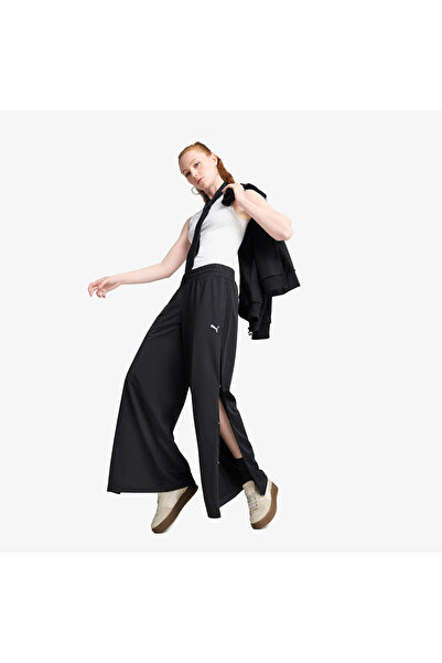 Puma Wardrobe Essentials Low Rise Kadın Siyah Popper Eşofman Altı