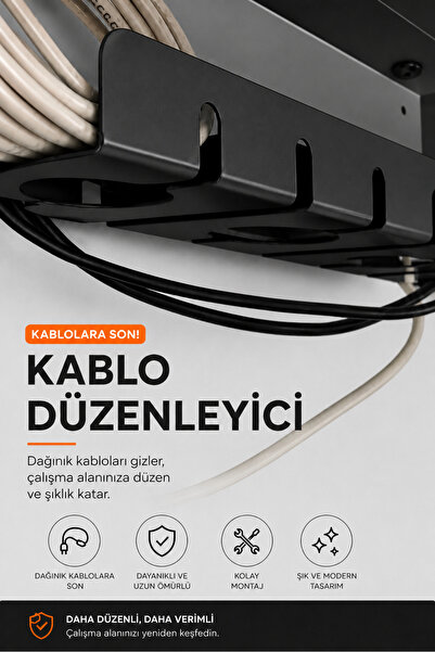 VENON Germe Desenli Metal Masa Altı Kablo Düzenleyici Yönetim Tepsisi Kablo T...