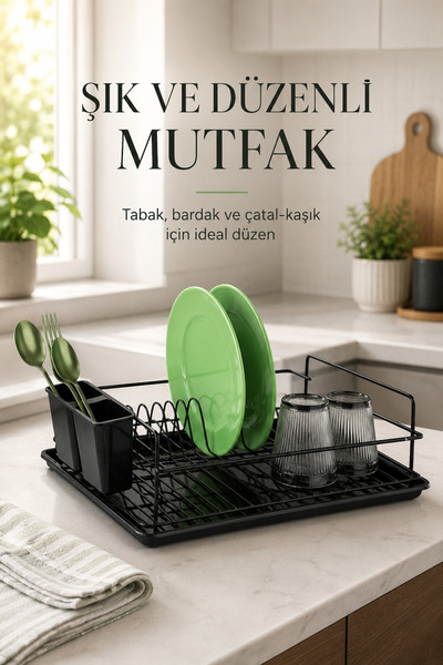 Alper Banyo Hayat Boyu Paslanmaz Bulaşıklık Bulaşık Sepeti Tekli Tabaklık Ter...