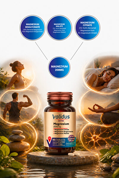 Validus Magnezyum Complex Bisglycinate Sitrat Malat 200 Mg 60 Tablets