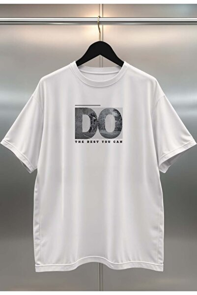 buzagi tasarım ürünleri Best You Can Digital Print Oversize White Unisex T-Shirt