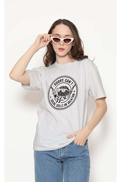 buzagi tasarım ürünleri Sarkastik Regular Fit Unisex White T-Shirt