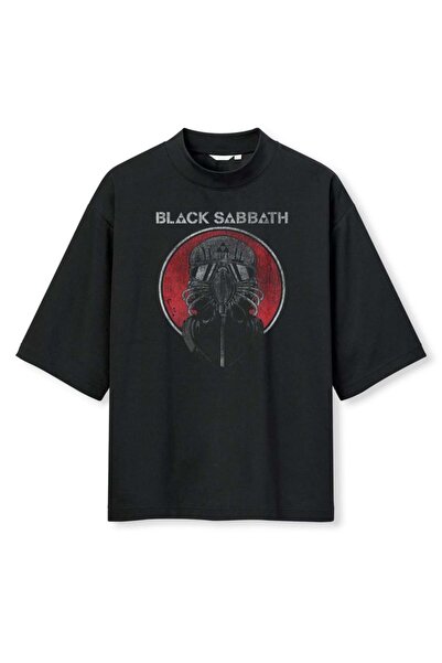 buzagi tasarım ürünleri Black Sabbath Digital Print Oversize Black Unisex T-S...