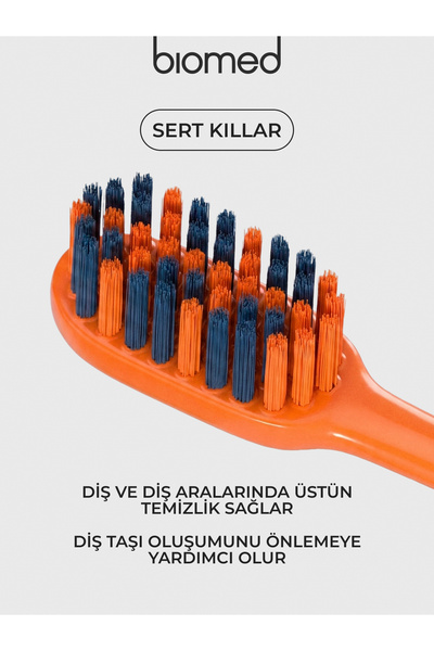 Biomed Mineral Hard Diş Fırçası Sert Kıllar Çay Kahve Sigara Içenler Için Plak Temizleyici Etki