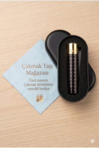 Clipper Siyah Metal Gold Diamond Serisi Çakmak